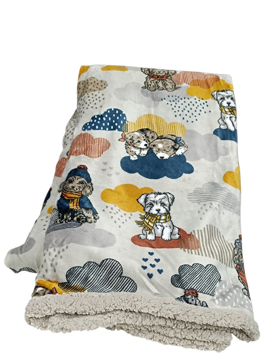 PLAID PILE STAMPATO AGNELLATO sherpa Cani smemorati varie misure