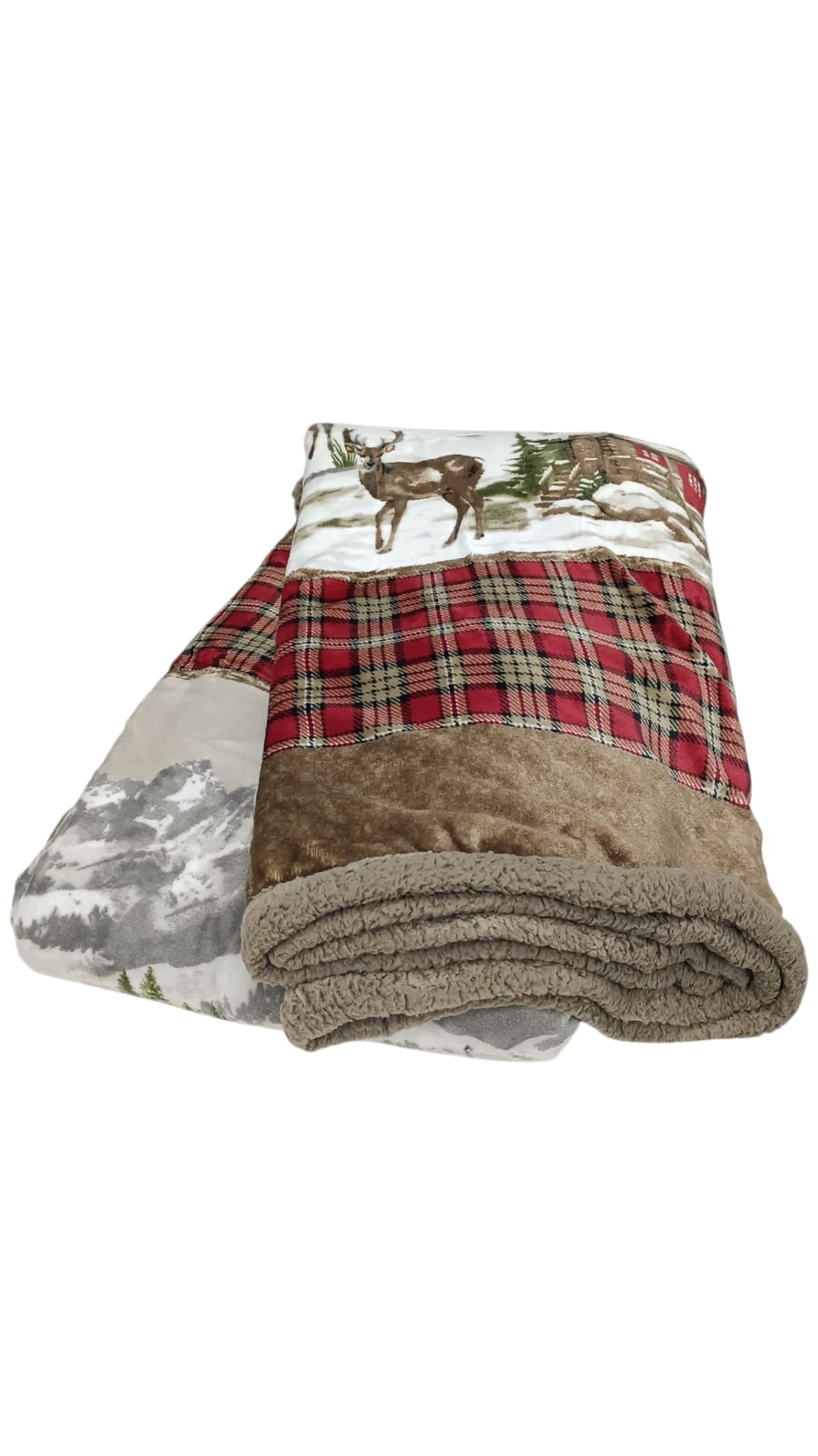PLAID PILE STAMPATO AGNELLATO sherpa DOLOMITI varie misure