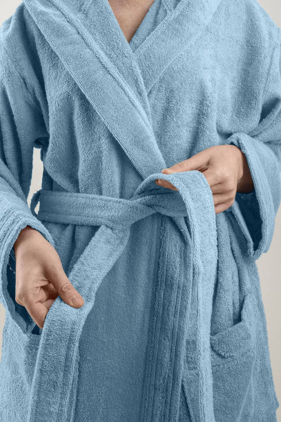 Accappatoio spugna cotone unisex uomo donna Di Maestro celeste light blue blu chiaro