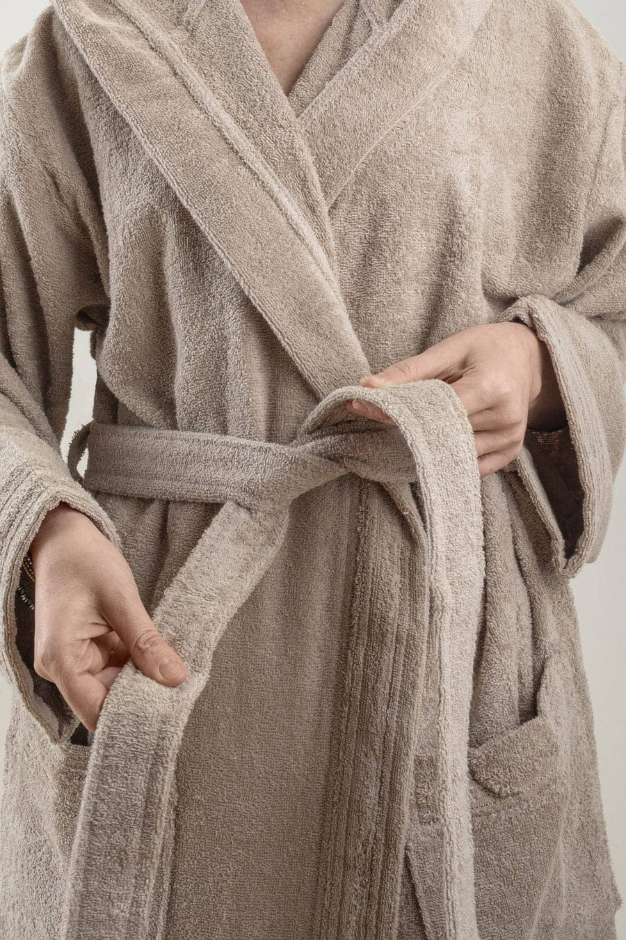 Accappatoio spugna cotone unisex uomo donna Di Maestro tortora