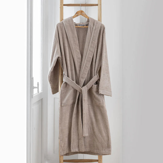 Accappatoio spugna cotone unisex uomo donna Di Maestro tortora