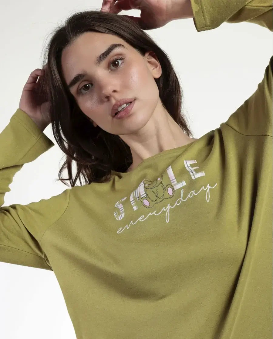 Pigiama donna Admas caldo cotone 63604 scozzese verde