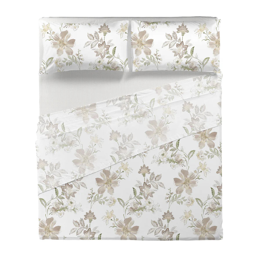 LENZUOLA MATRIMONIALI COTONE COMPLETO LETTO DI MAESTRO ITALIA fiori Amal