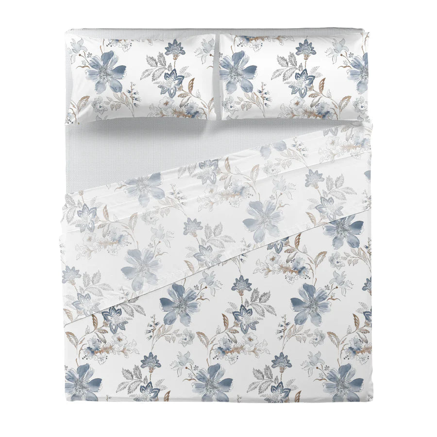 LENZUOLA MATRIMONIALI COTONE COMPLETO LETTO DI MAESTRO ITALIA fiori Amal