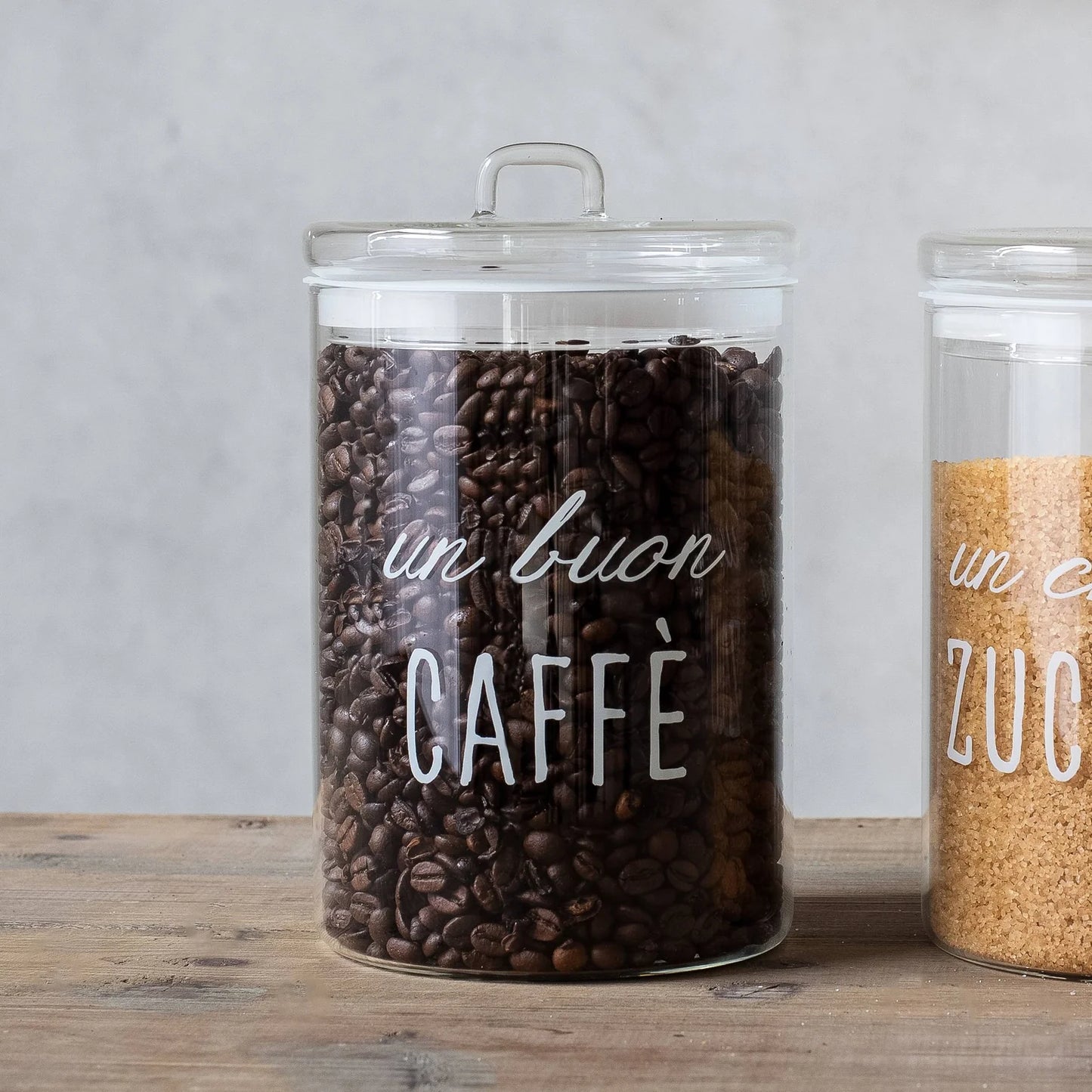 Barattolo Caffè capsule polvere chicchi Vetro Borosilicato Ermetico Un Buon Caffè Simple Day 12x20cm
