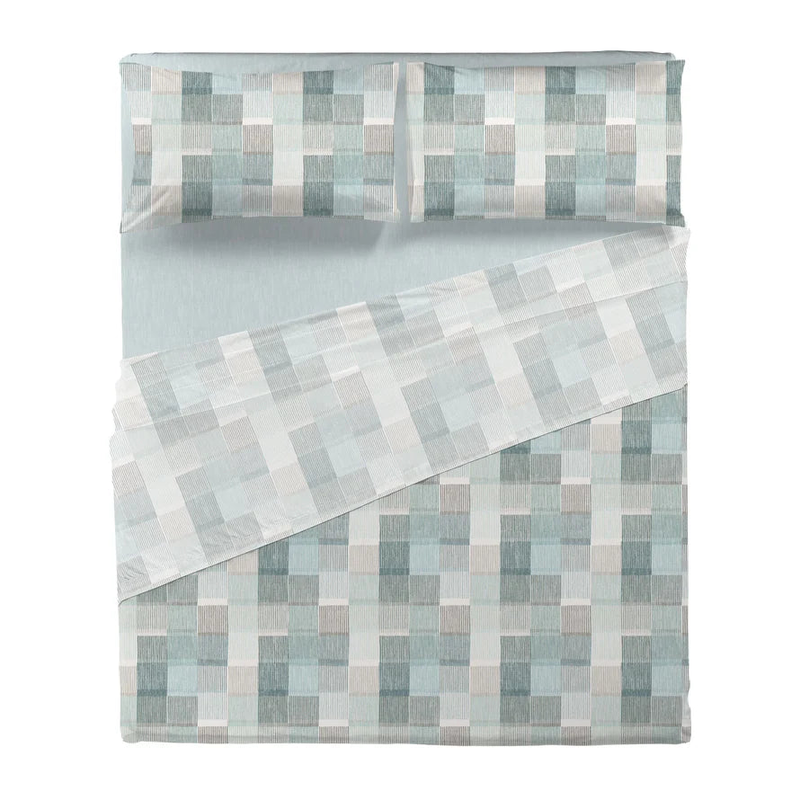 LENZUOLA MATRIMONIALI DI COTONE COMPLETO LETTO DI MAESTRO ITALIA RIGHE barrett teal