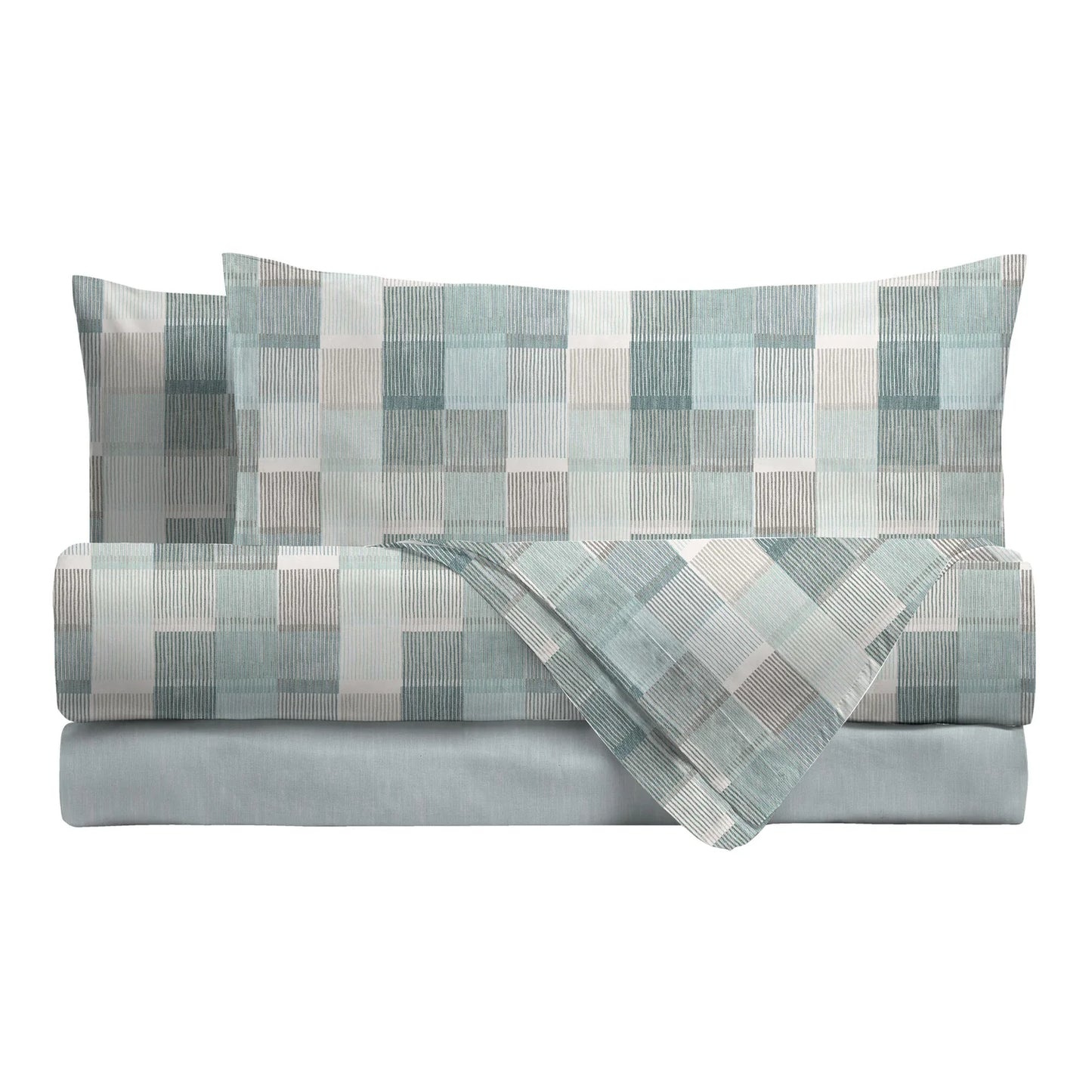 LENZUOLA MATRIMONIALI DI COTONE COMPLETO LETTO DI MAESTRO ITALIA RIGHE barrett teal