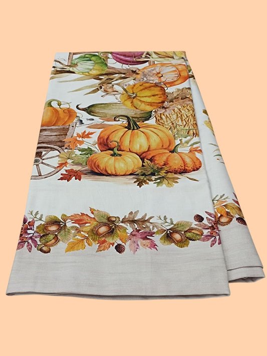 Tovaglia con stampa digitale 100% cotone biancheria tavola zucche autunno