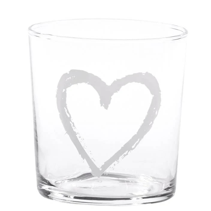 Set di 6 bicchieri da acqua in vetro decorazione cuore graffiti SIMPLE DAY