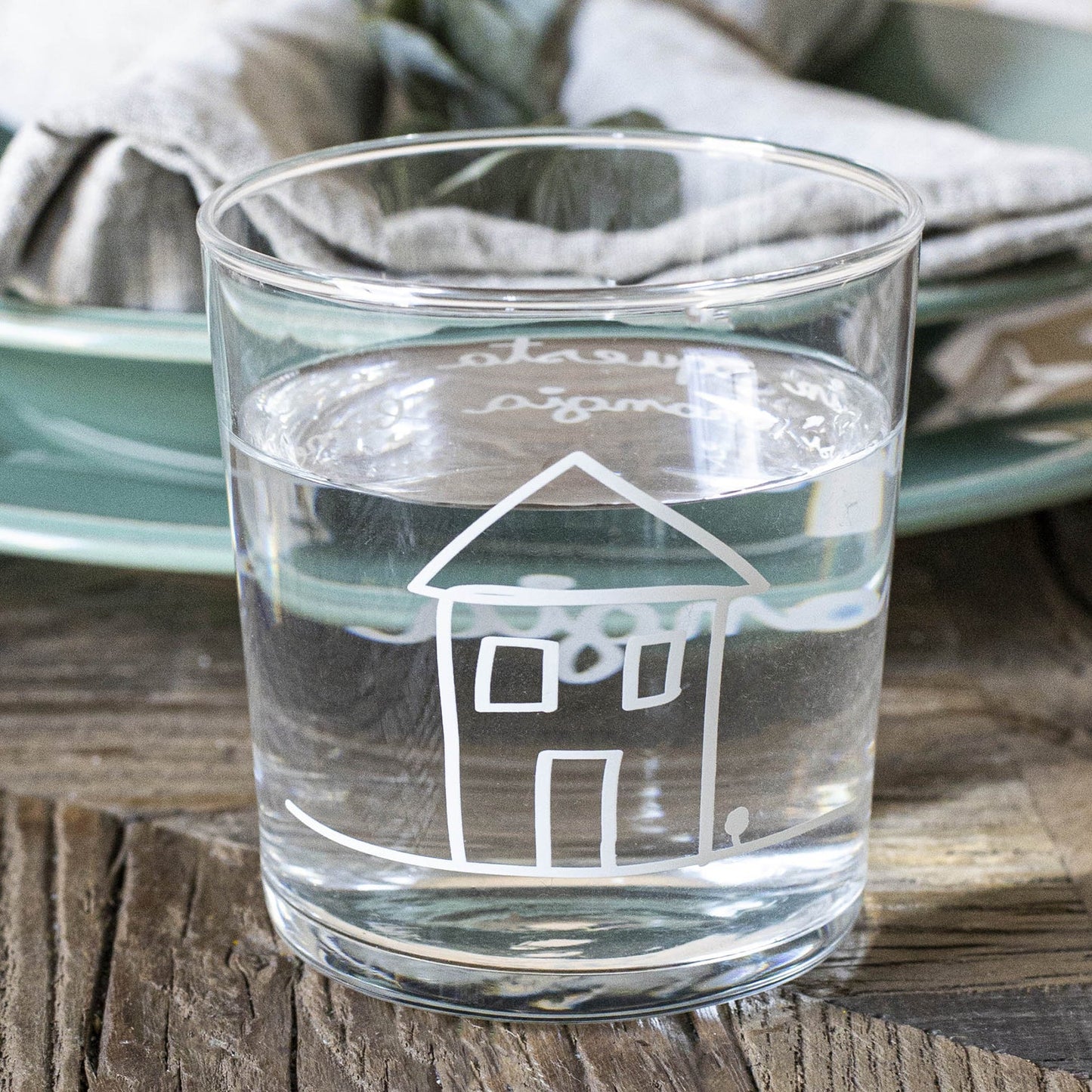 Set di 6 bicchieri da acqua in questa casa si mangia bene SIMPLE DAY