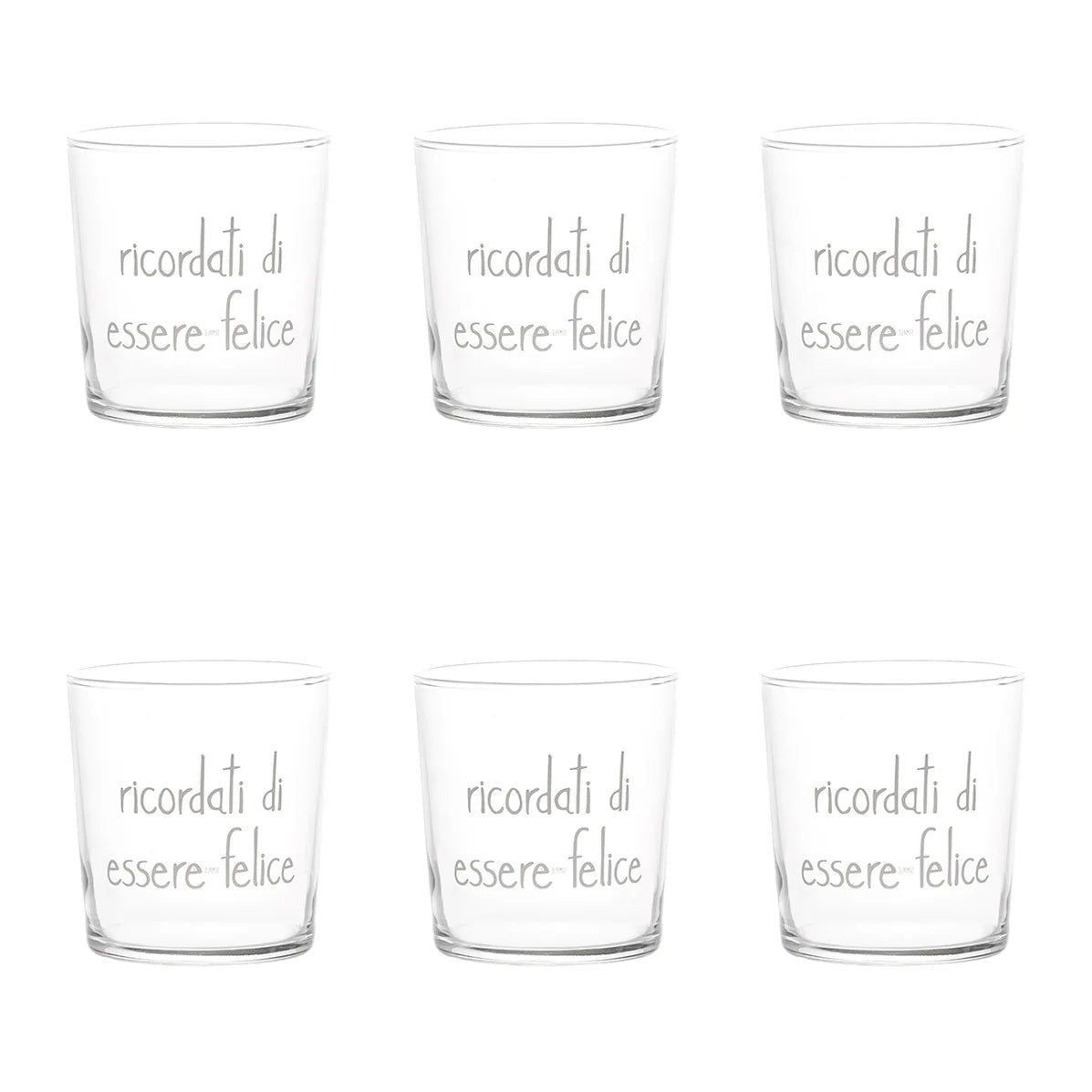Set di 6 bicchieri da acqua Ricordati di essere felice SIMPLE DAY