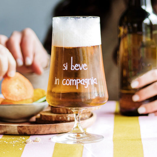 Set 2 Bicchieri Birra Vetro Temperato Si Beve in Compagnia Simple Day 55cl