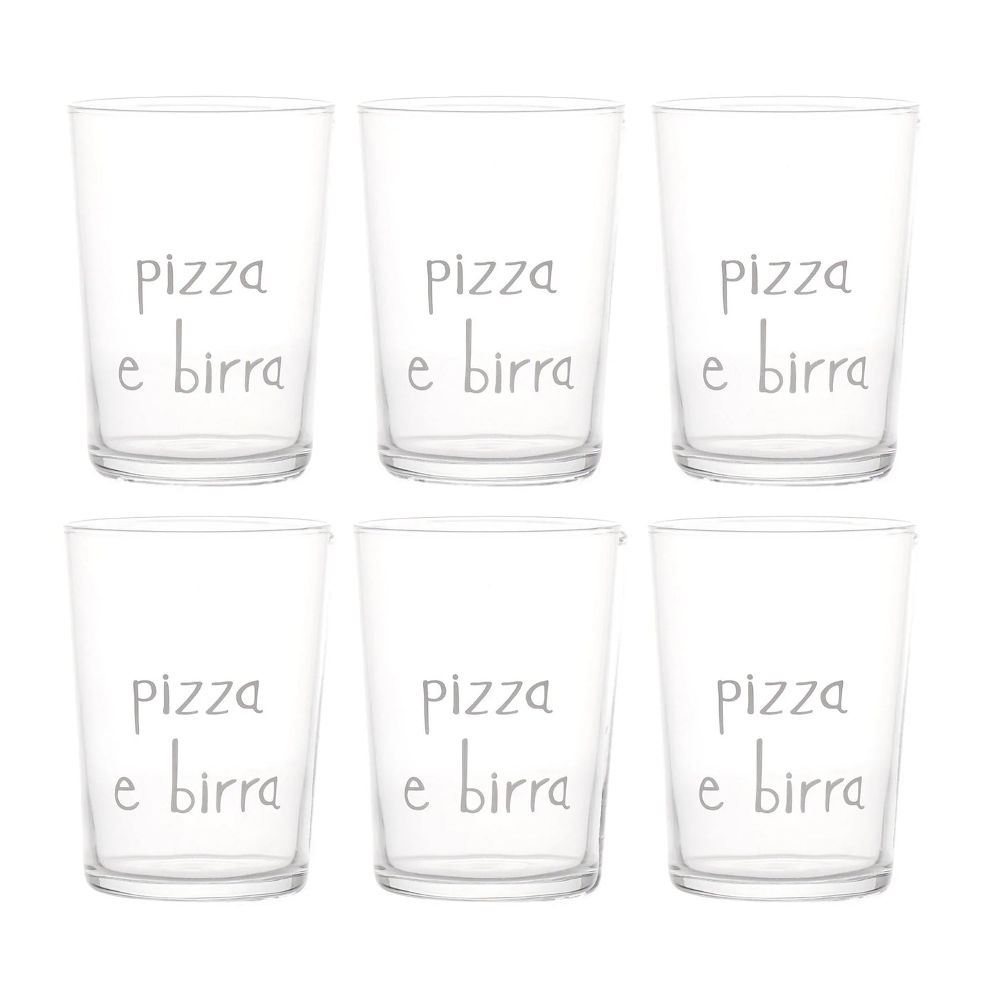Set 6 Bicchieri Vetro Temperato Pizza e Birra Simple Day 50cl