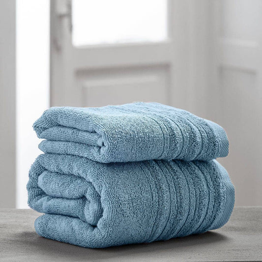 Coppia Spugna 40X60 + 60X100 Tinta Unita celeste light blue asciugamani piccolo grande con gancio