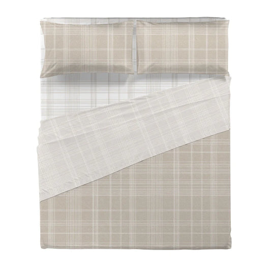 Lenzuola matrimoniali completo letto matrimoniale flanella avon beige Di Maestro