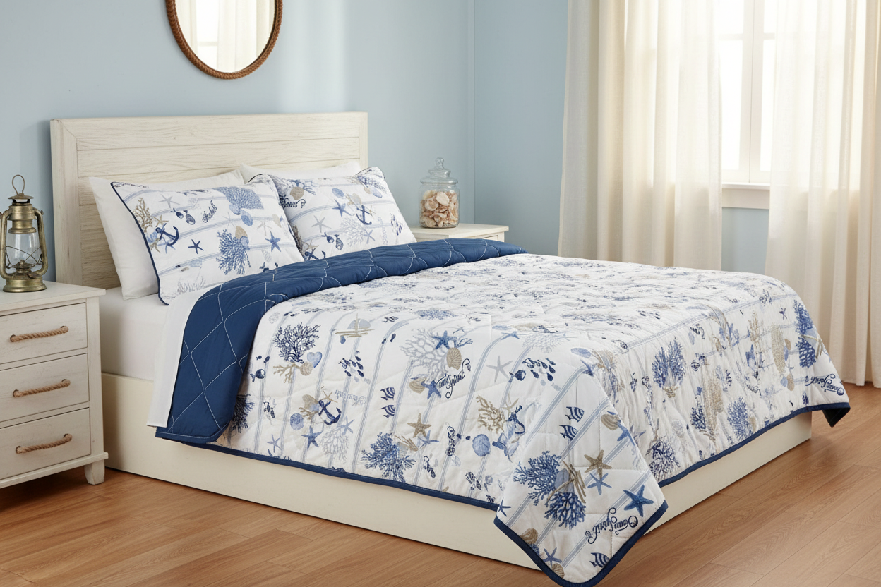Copriletto Doubleface Mare – Letto Matrimoniale Tema Nautico