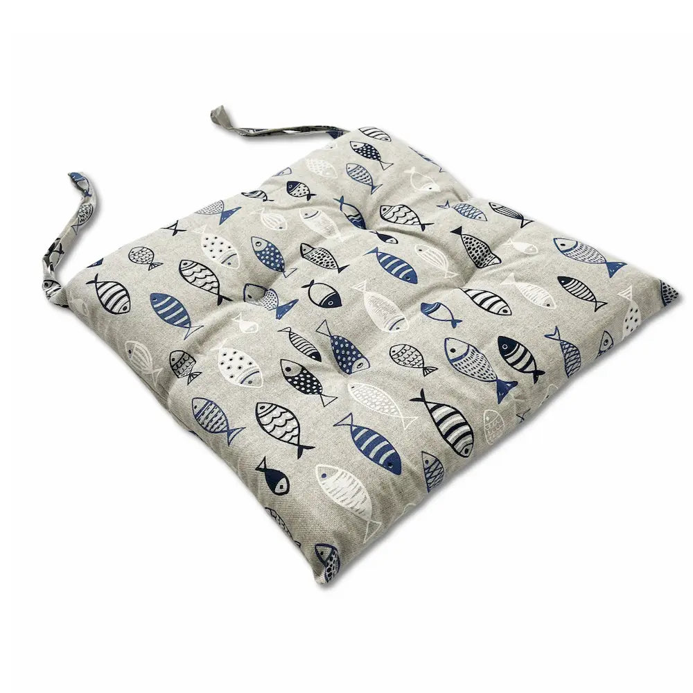 Cuscino per Sedia con Lacci Pesciolino Mare – Grigio | Made in Italy