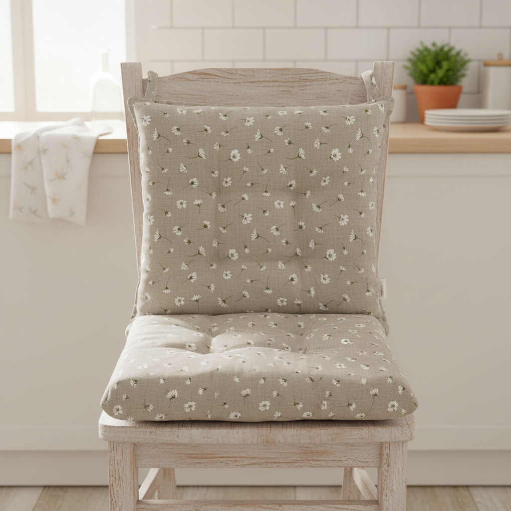 Cuscino per Sedia con Lacci Margherite Beige – Made in Italy