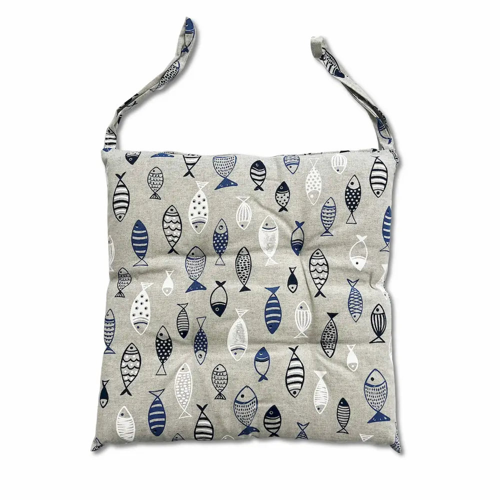 Cuscino per Sedia con Lacci Pesciolino Mare – Grigio | Made in Italy