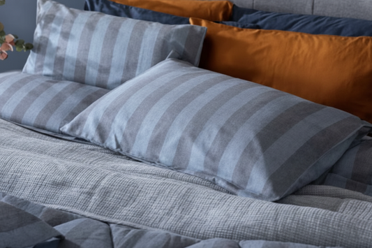 Parure Copripiumino Singolo Blu a Righe - Cotone Remade austin blue