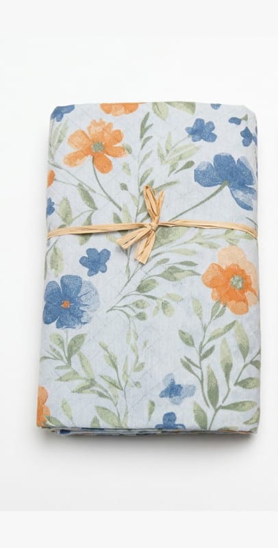 Copriletto foulard copritutto arredatutto in piquet natura fiori Matrimoniale 2 piazze