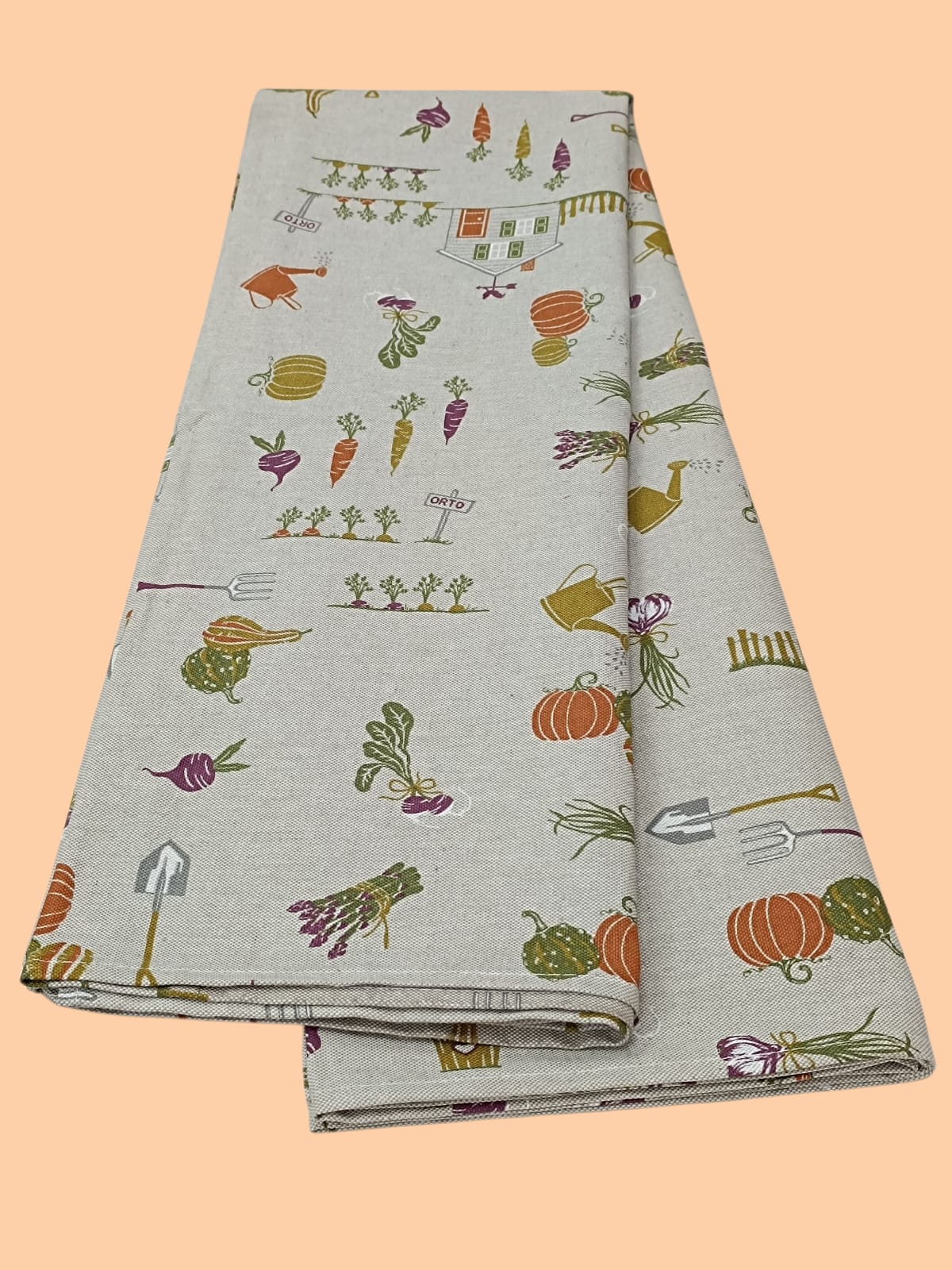 Tovaglia cotone poliestere effetto lino 6 posti 140 x 180 cm zucca autunno orto