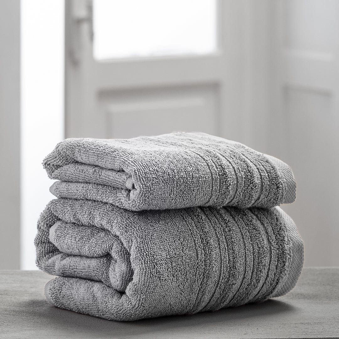 Coppia Spugna 40X60 + 60X100 Tinta Unita grigio perla asciugamani piccolo grande con gancio