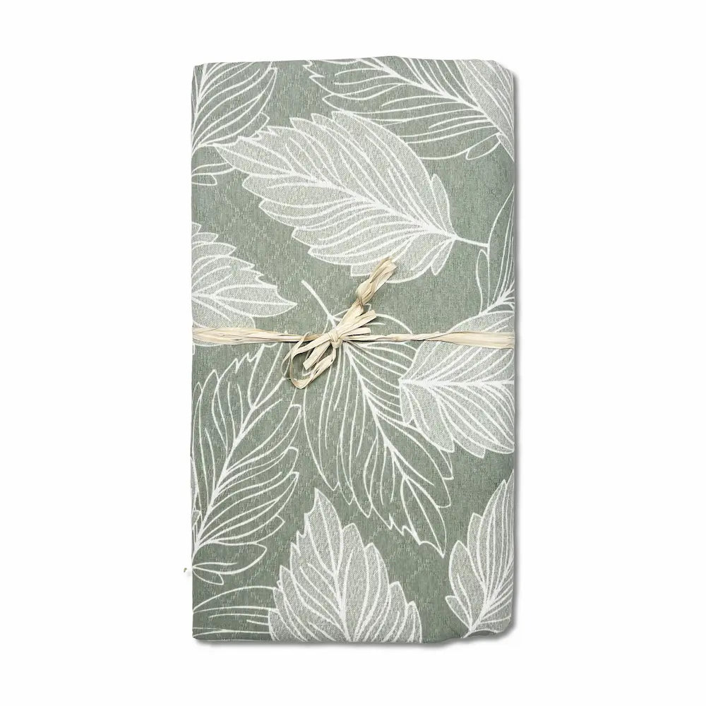 Copriletto foulard copritutto arredatutto in piquet natura foglia verde Matrimoniale 2 piazze