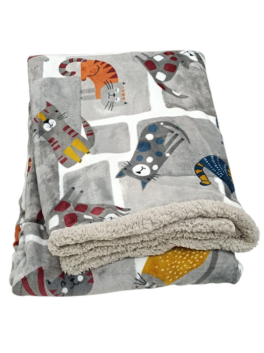 PLAID PILE STAMPATO AGNELLATO sherpa Gatti varie misure