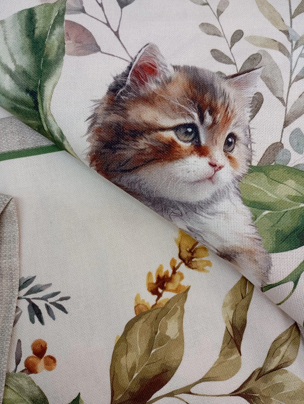 Tovaglia con stampa digitale 100% cotone biancheria tavola gatti mici