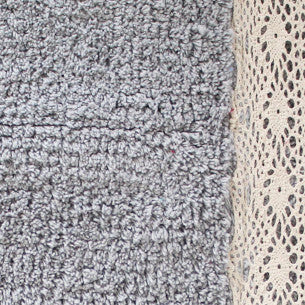 Tappeto bagno grigio con merletto Sobel 50x80 60x130 antiscivolo fatto a mano