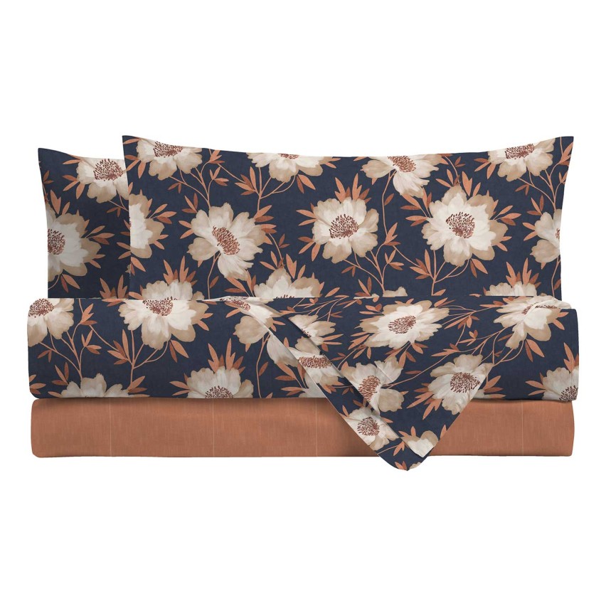 LENZUOLA MATRIMONIALI COTONE COMPLETO LETTO DI MAESTRO ITALIA fiori Lynette