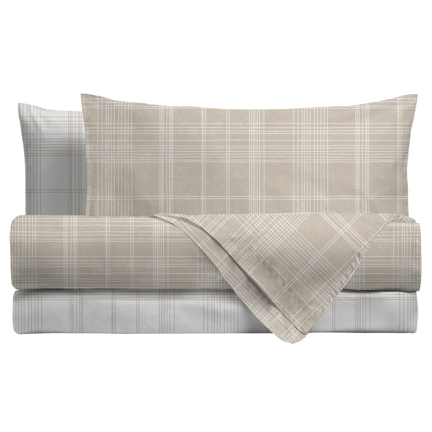 Lenzuola matrimoniali completo letto matrimoniale flanella avon beige Di Maestro