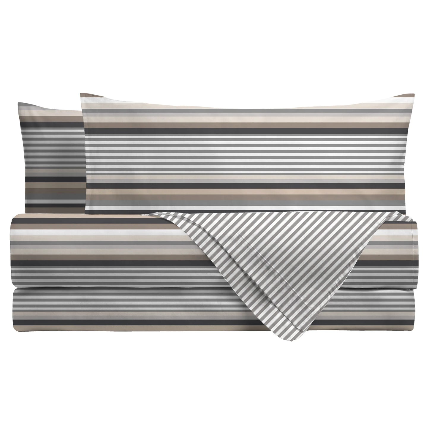 COMPLETO LETTO LENZUOLA COTONE MATRIMONIALE DI MAESTRO ITALIA RIGHE