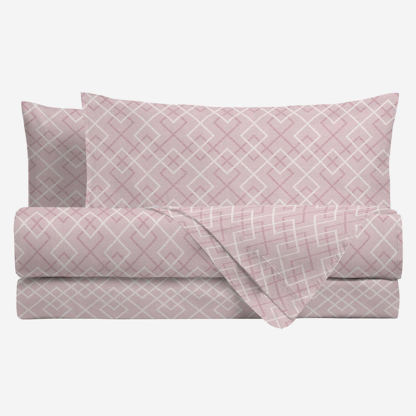 Lenzuola matrimoniali completo letto matrimoniale flanella ingrid pink Di Maestro