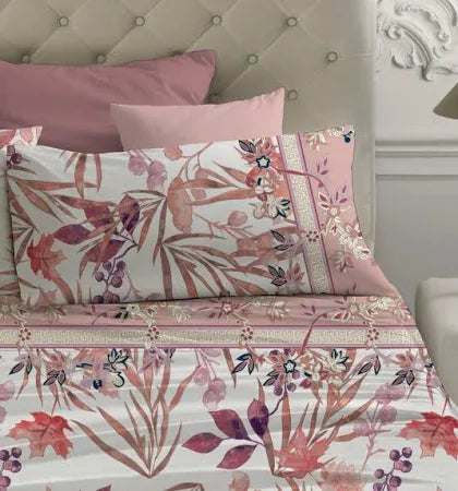 Lenzuola matrimoniali biancheria COMPLETO LETTO  2 PIAZZE LAURA BIAGIOTTI PERCALLE DI COTONE palma