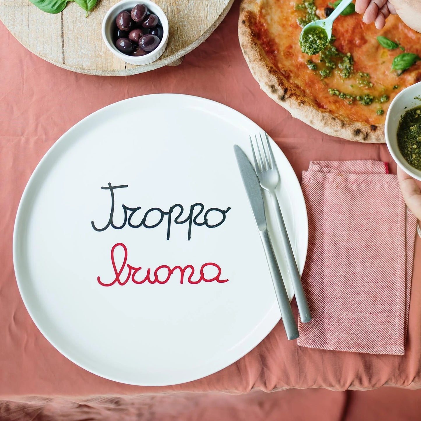 Piatto Pizza Gres Troppo Buona Simple Day 31,5cm | Piatto Fondo Bordo Alto