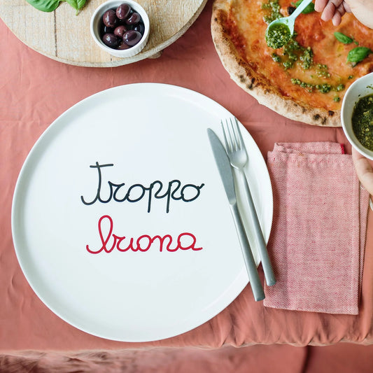 Piatto Pizza Gres Troppo Buona Simple Day 31,5cm | Piatto Fondo Bordo Alto