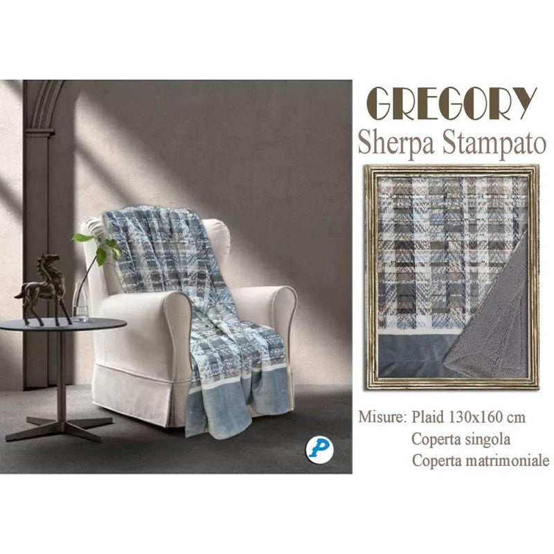 PLAID PILE STAMPATO AGNELLATO sherpa Gregory varie misure