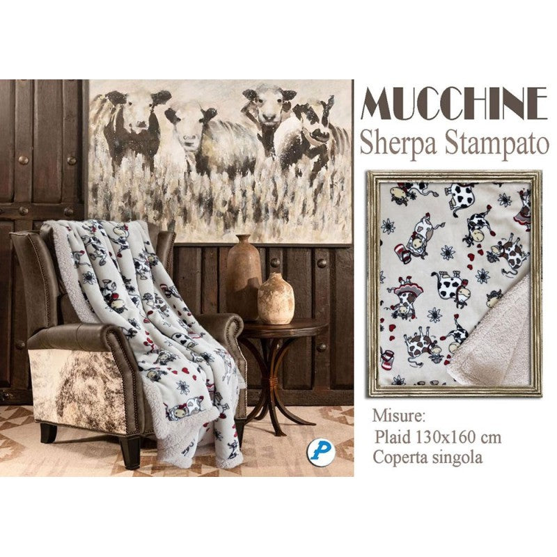 PLAID PILE STAMPATO AGNELLATO sherpa Mucchine varie misure