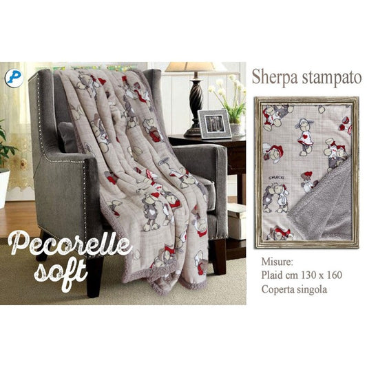 PLAID PILE STAMPATO AGNELLATO sherpa Pecorelle soft varie misure