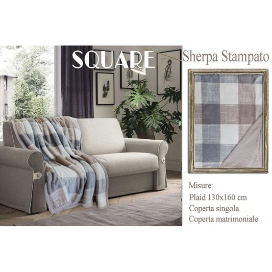 PLAID PILE STAMPATO AGNELLATO sherpa Square varie misure