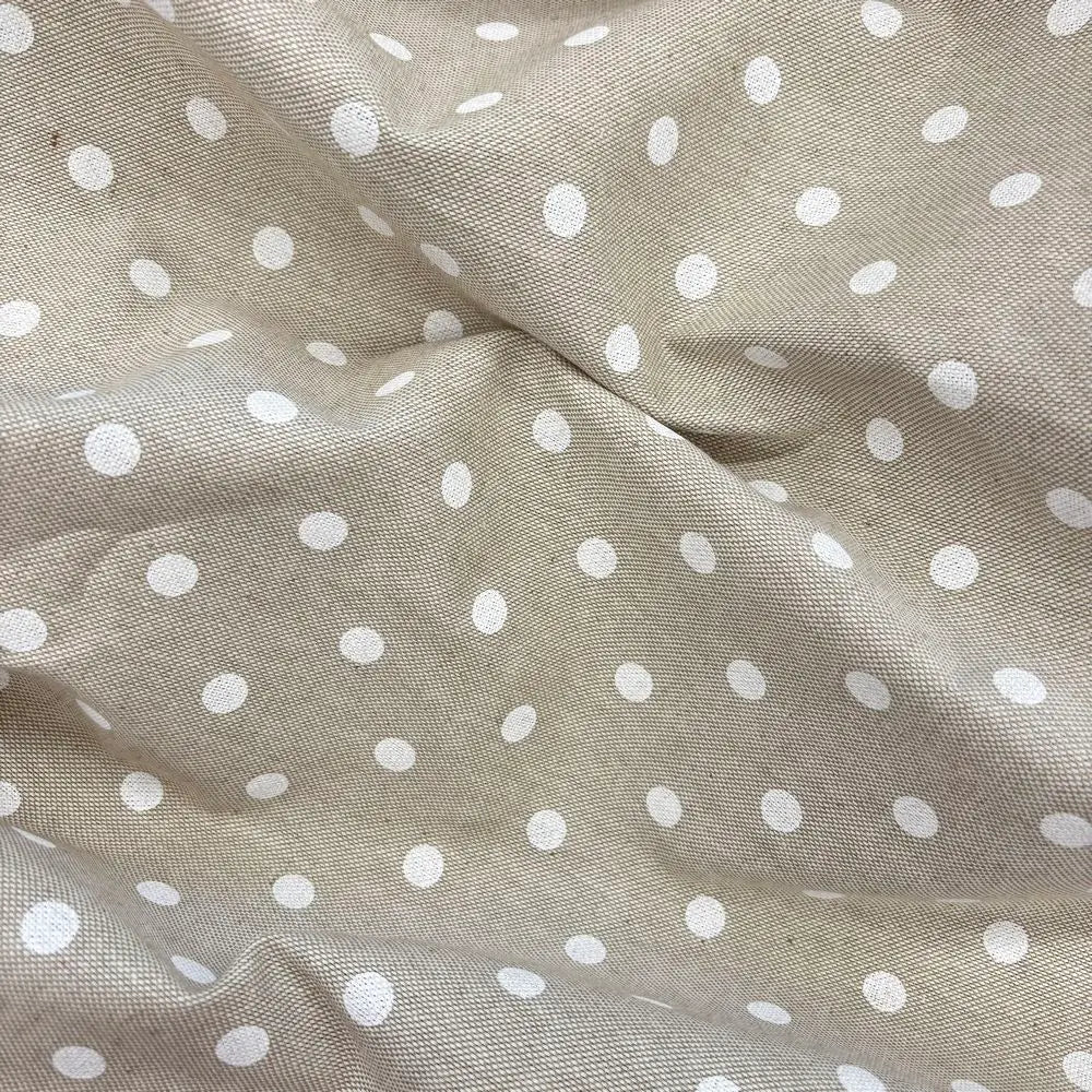 TOVAGLIA RESINATA ANTIMACCHIA IDROREPELLENTE COTONE MADE IN ITALY pois beige bianco