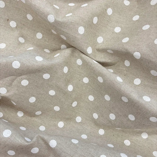 TOVAGLIA RESINATA ANTIMACCHIA IDROREPELLENTE COTONE MADE IN ITALY pois beige bianco