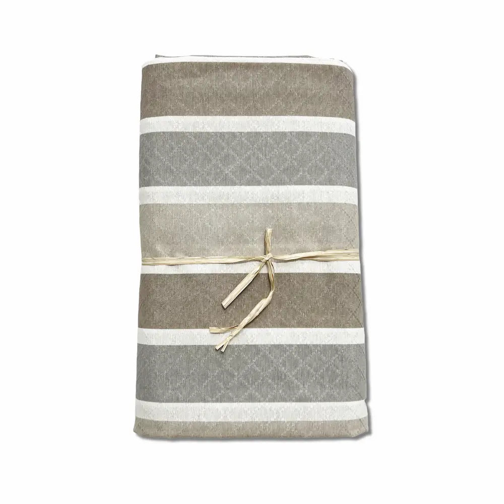 Copriletto foulard copritutto arredatutto in piquet rigato tortora grigio Matrimoniale 2 piazze