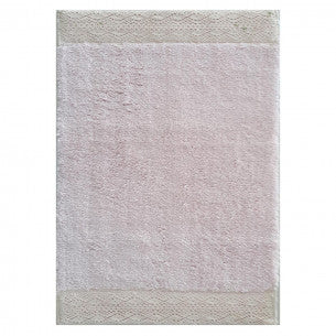 Tappeto bagno rosa con merletto Sobel 50x80 60x130 antiscivolo fatto a mano