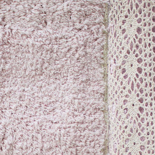 Tappeto bagno rosa con merletto Sobel 50x80 60x130 antiscivolo fatto a mano