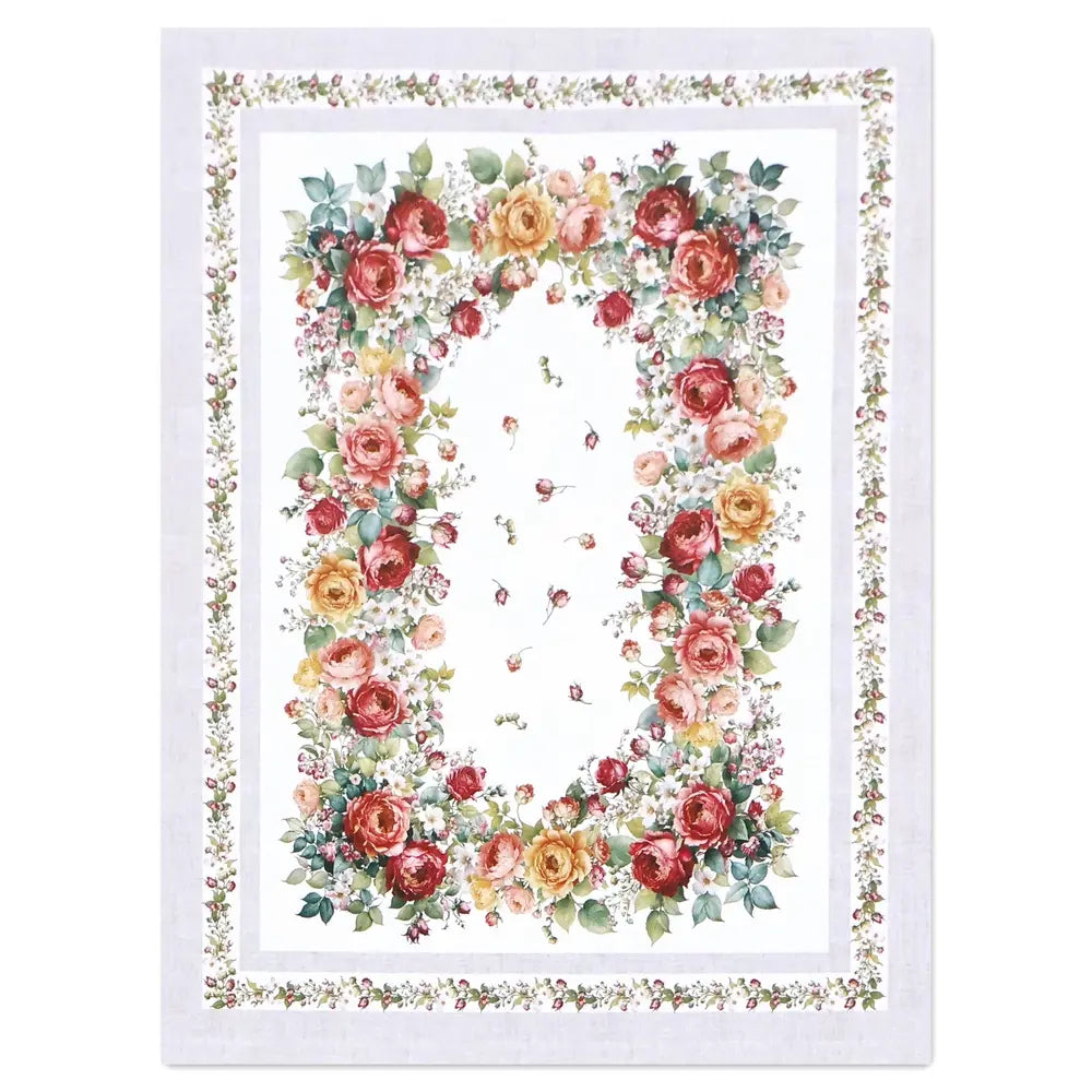 Tovaglia con stampa digitale 100% cotone biancheria tavola rose