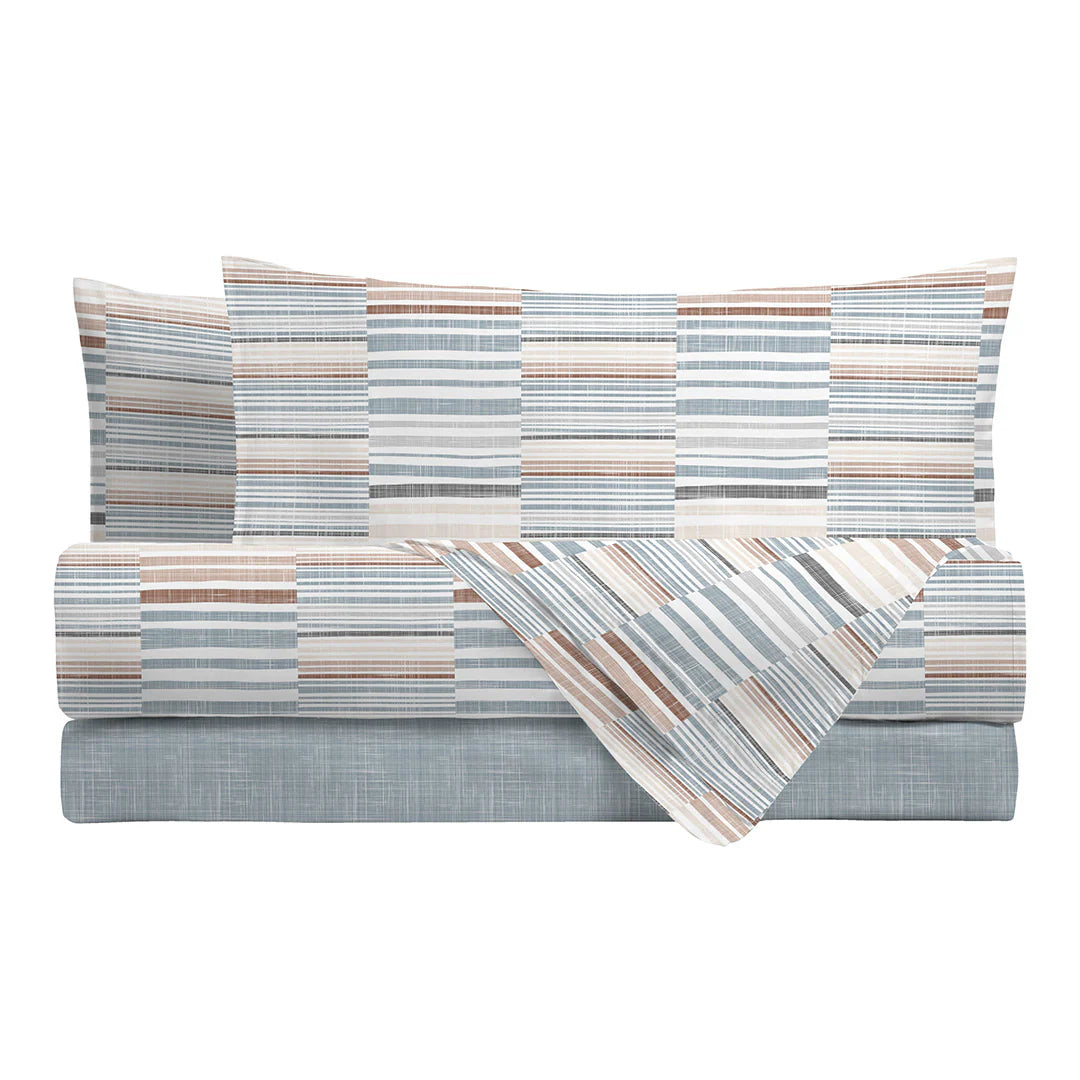 Completo Lenzuola Ruben – Fantasia Righe Patchwork singolo piazza e mezza