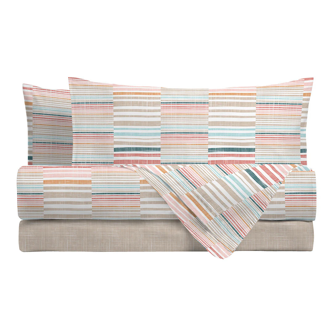 Completo Lenzuola Ruben – Fantasia Righe Patchwork singolo piazza e mezza
